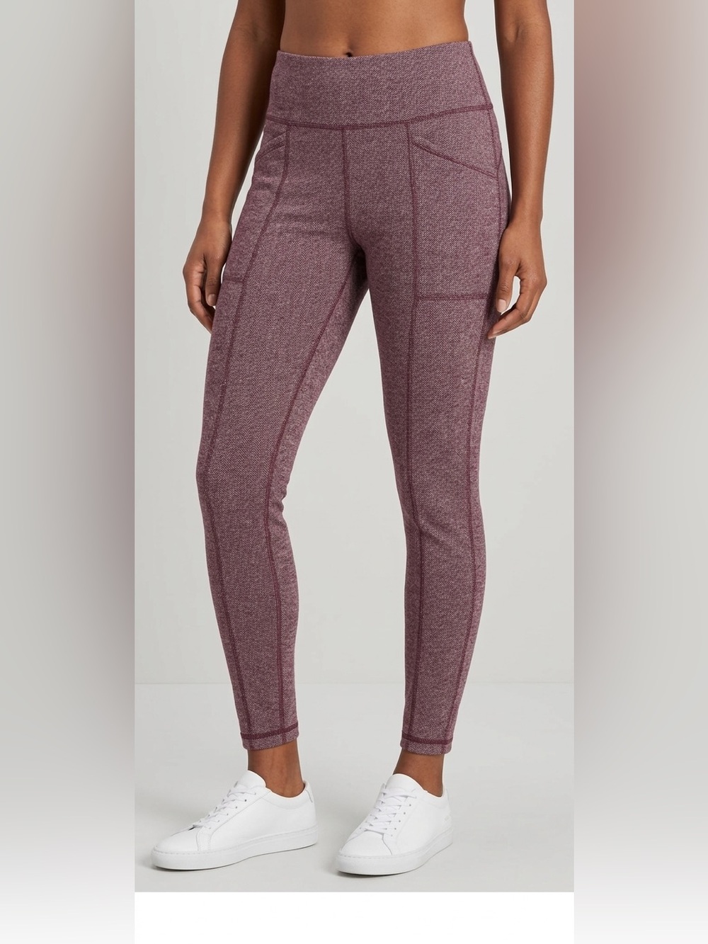 Duluth Trading Co Women's Maroon Herringbone Pattern Leggings